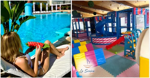 Hotelurile care au piscină și locuri de joacă pentru copii atrag turiștii. foto: Scoica Land