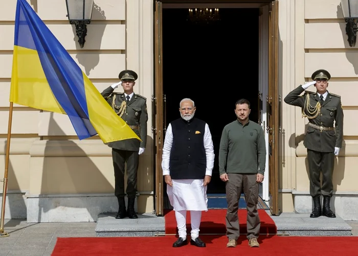 Volodimir Zelenski s-a întâlnit cu premierul Indiei, Narendra Modi FOTO: mp.weixin.qq.com