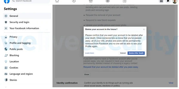 Ștergere cont Facebook după moarte FOTO Welivesecurity