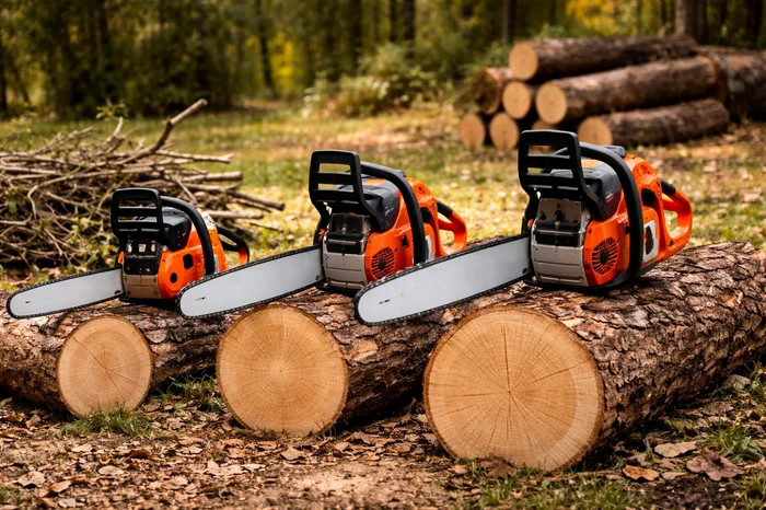 Diverse tipuri de drujbe prezentate pe bușteni tăiați, de dimensiuni diferite F: Your Quality Expert