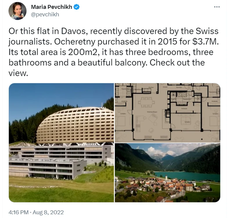 Proprietatea din Davos a fost cumpărată cu 3,7 milioane de dolari FOTO Captură