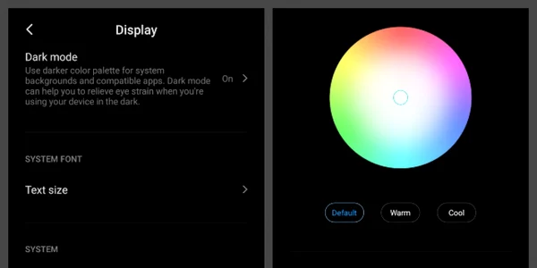 Xiaomi Redmi Note 9 setari ecran