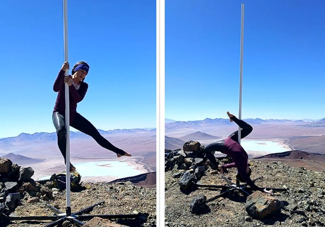 Fiona Caffin a dansat la bară pe un frig aprig (Foto: Guinness World Records)
