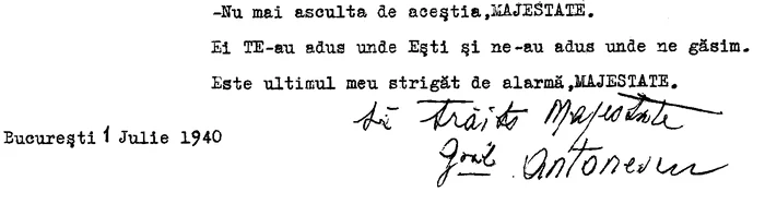 Scrisoare a lui Antonescu către Carol al II-lea