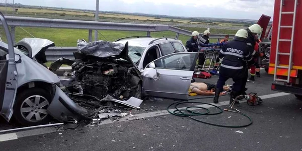 Accident pe Autostrada Vestului FOTO ISU Timiş