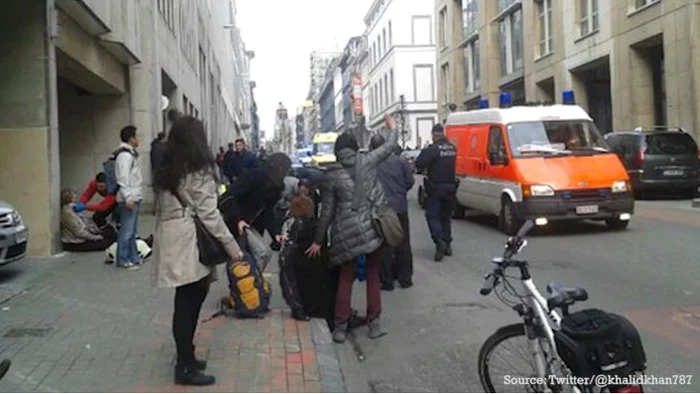 Patru explozii au fost înregistrate la metroul din Bruxelles, în zona Schumanfoto: Twitter