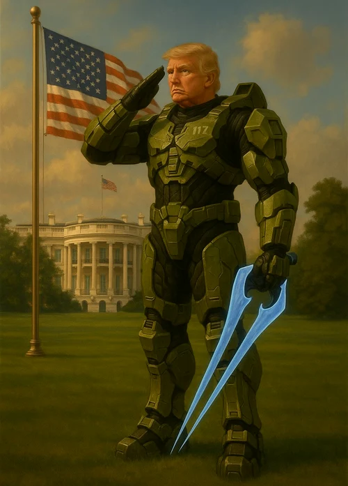 Donald Trump în armura personajului Master Chief FOTO: X/@WhiteHouse