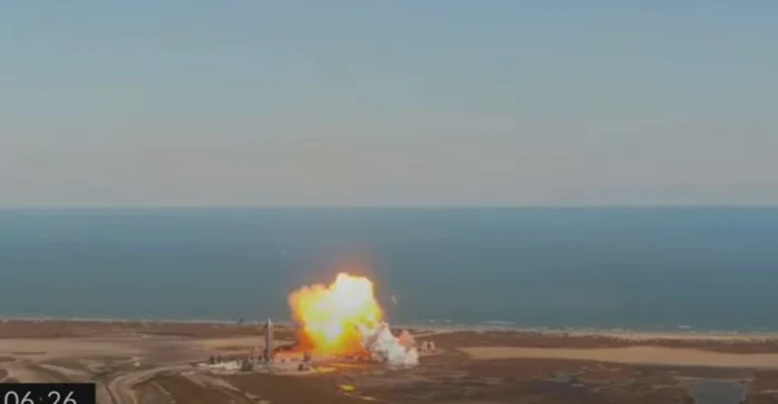 Explozia unui prototip al rachetei Starship a SpaceX / 2 februarie 2021/ FOTO captură video