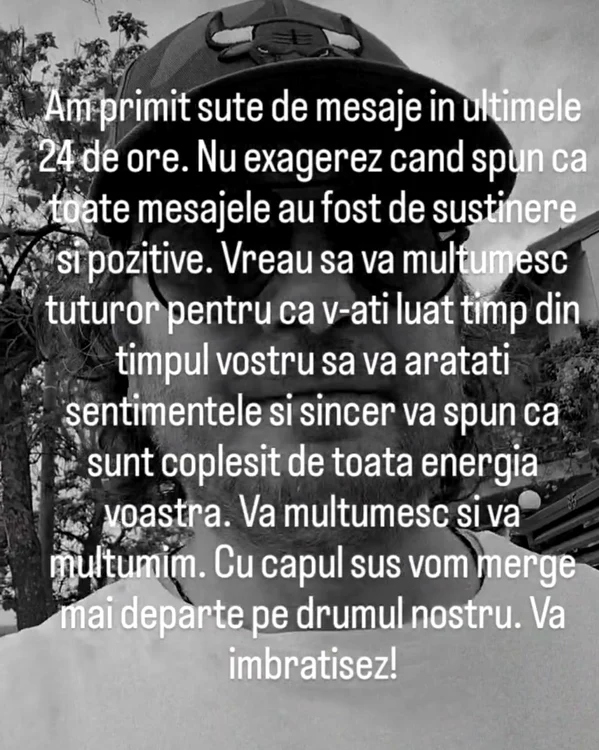 Mesajul transmis de Chef Dumitrescu, pe Instagram