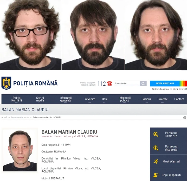Marian Claudiu Bălan profesorul de matematică dispărut de patru ani din Vâlcea Colaj Antena 1 și Pol