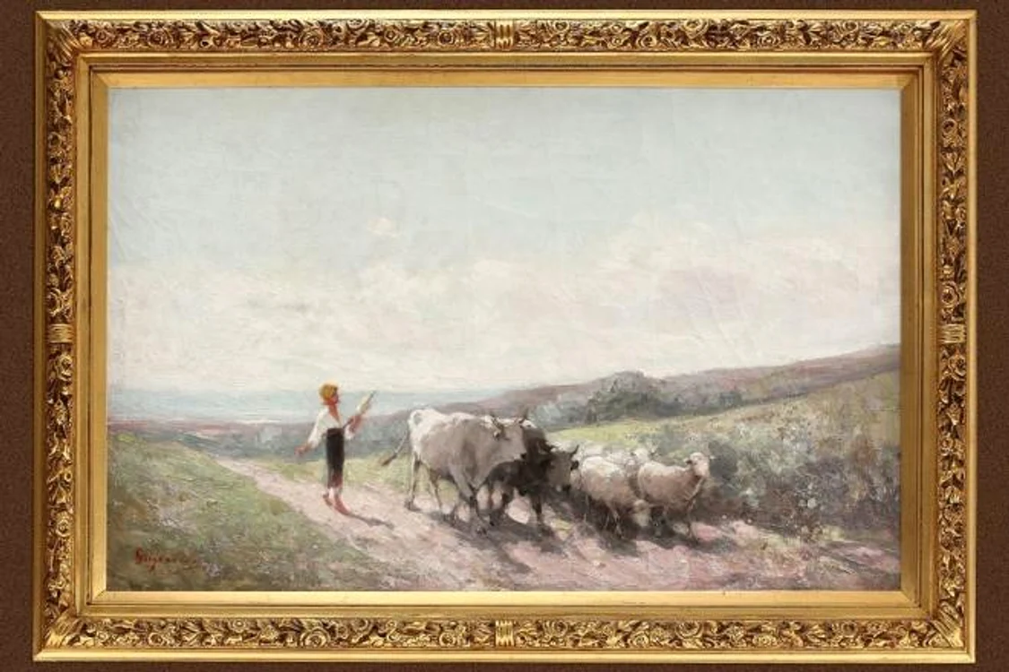 
    Tabloul”Tărăncuță cu fuior pe cale” de Nicolae Grigorescu este cel mai scump obiect vândut la o licitație în România în 2020Foto: artmark.ro  