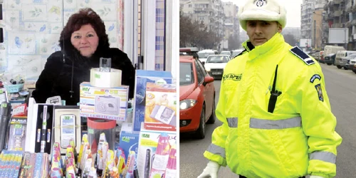 Ana Lazăr îşi aşteaptă cumpărătorii în ger. Sergiu Orehov dirijează circulaţia la -10 grade