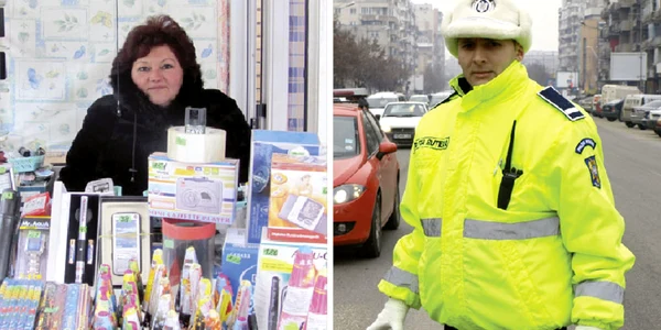 Ana Lazăr îşi aşteaptă cumpărătorii în ger. Sergiu Orehov dirijează circulaţia la -10 grade