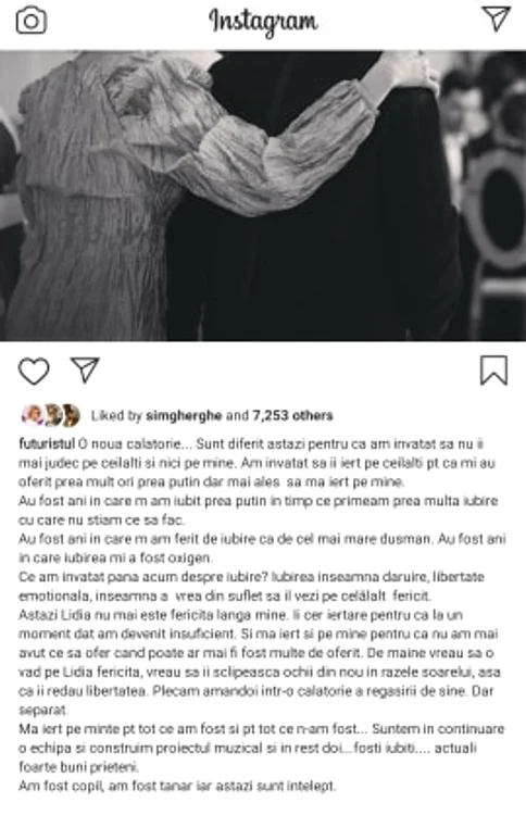 Mesajul prin care Răzvan a anunțat despărțirea de Lidia