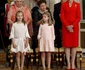 Infanta Pilar și Infanta Margarita de Bourbon (surorile Regelui Juan Carlos, în rândul din spate) cu Prințesa Leonor, Infanta Sofia (fiicele Regelui Felipe) și Infanta Cristina (sora Regelui Felipe). FOTO: Getty Images