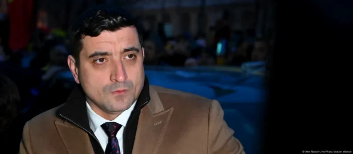 George Simion la un protest pro-Georgescu în februarie, la București