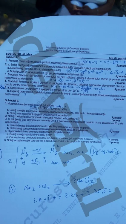 Proba E. Chimie Anorganică (nivel 1 şi 2)- sesiunea de toamnă