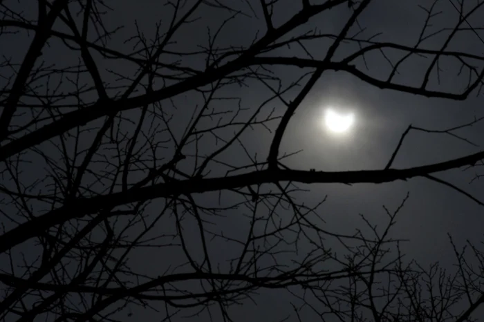 Eclipsa parţială de Soare, văzută din Bucureşti FOTO Mediafax