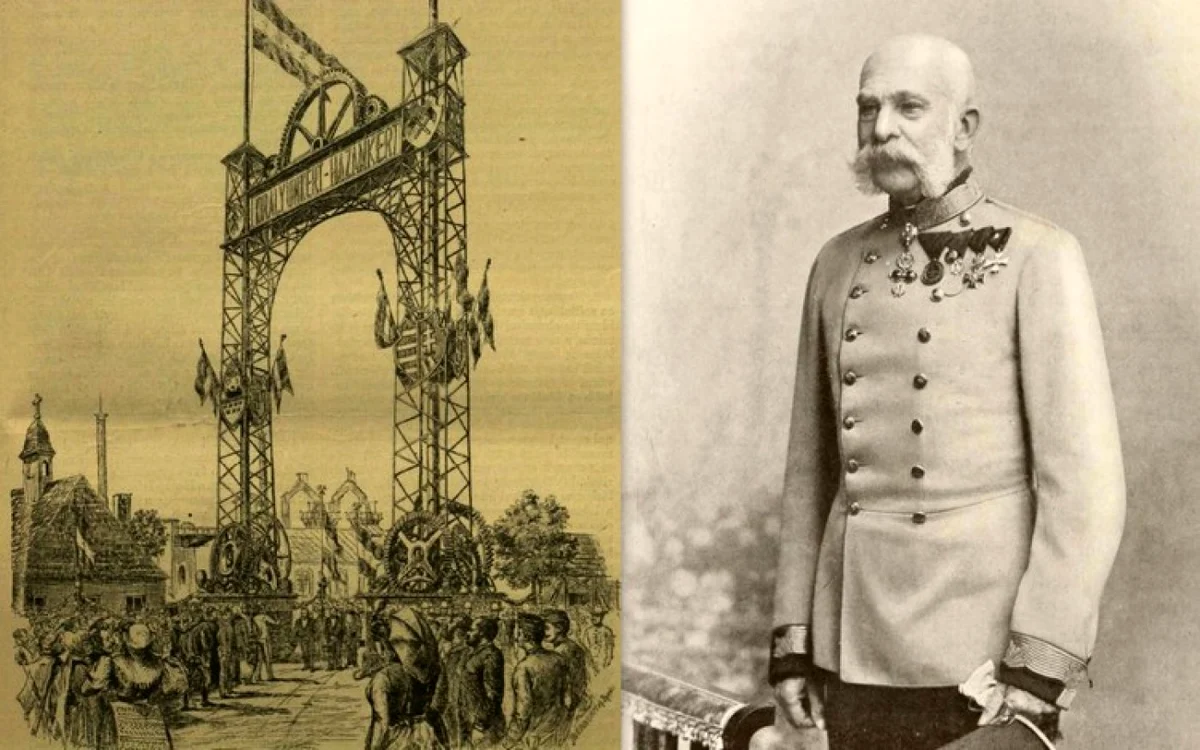 Arcul de Triumf din Hunedoara. Foto: Vasarnapi Ujsag. Şi Franz Joseph (dreapta)