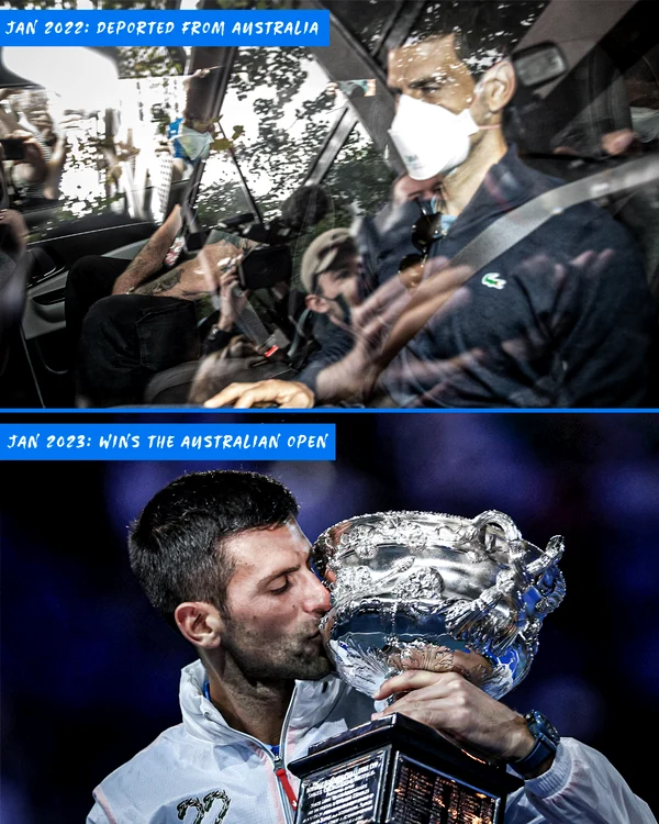 Djokovici, ce diferență face un an. FOTO: Facebook / Eurosport