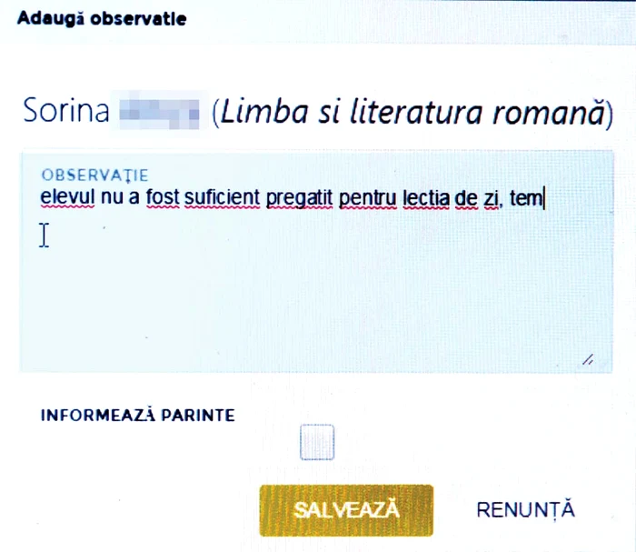 Profesorii trec notele, absenţele şi observaţiile în  catalogul digital. Datele ajung la părinţi pe loc