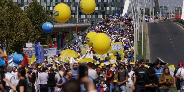 Protest Educație - profesori în marș pe podul Basarab FOTO Inquam  / Octav Ganea