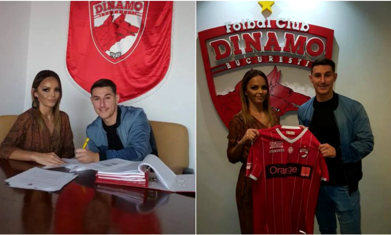 Dinamo l-a transferat pe Jordan Mustoe, crescut la academia lui Liverpool, dar atenţia a fost furată la prezentare de impresarul acestuia, Laurette NogoFoto: Facebook