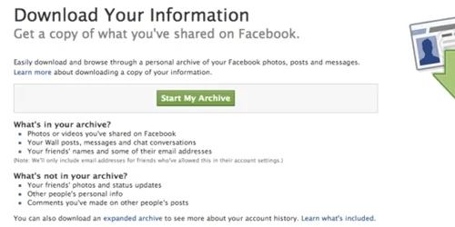 Download Facebook archive