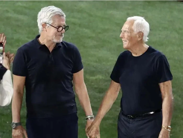 Georgio Armani și partenerul de viață Leo Dell’Orco. Foto: Casa de Modă Giorgio Armani
