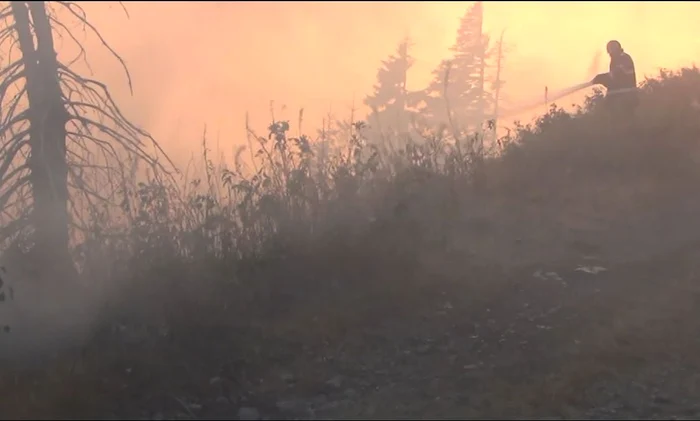 Incendiul de pe Muntele Cozia, extrem de violent