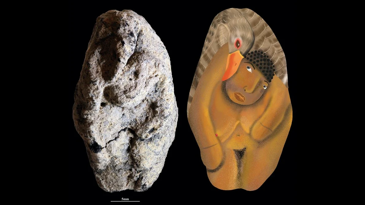 O figurină paleolitică „extrem de rară”, descoperită în Israel (© Laurent Davin / Live Science, CC BY-NC-ND 4.0)