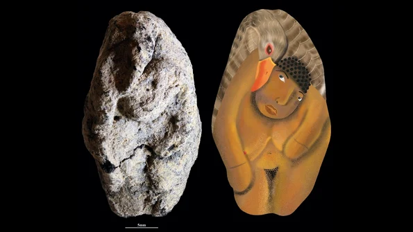 O figurină paleolitică „extrem de rară”, descoperită în Israel (© Laurent Davin / Live Science, CC BY-NC-ND 4.0)
