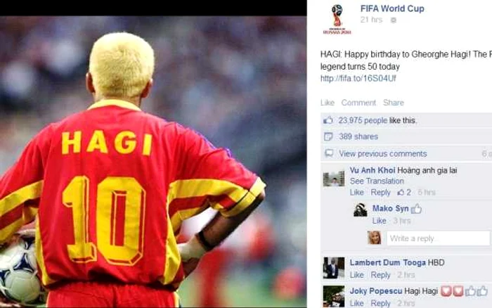 Gheorghe Hagi Sursă foto Facebook FIFA World Cup