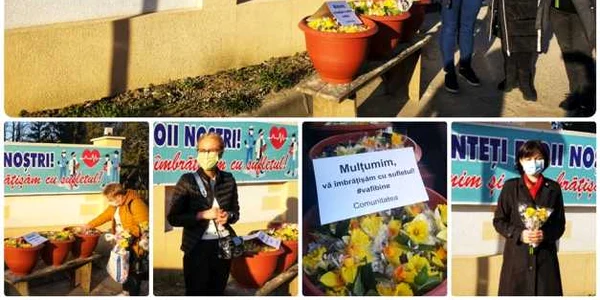 flori pentru cadrele medicale care lupta cu coronavirusul in salaj foto ro100 Zalau
