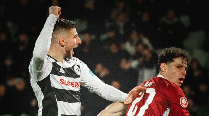 Jovo Lukic, stânga, l-a dominat pe Matei Ilie, de la CFR  FOTO Facebook Universitatea Cluj