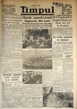 Rebeliunea Legionară din ianuarie 1941 pe pagina întîi a ziarului Timpul (foto: cristoiublog.ro)