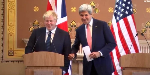 Conferinta de presa la Londra Boris Johnson John Kerry FOTO NBC News