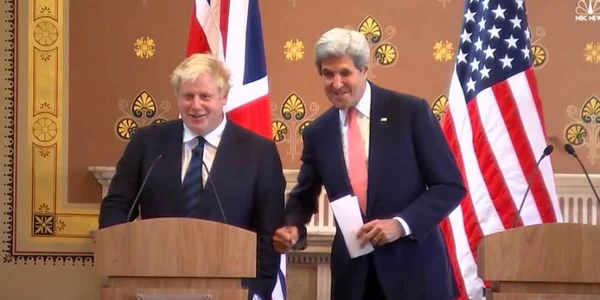 Conferinta de presa la Londra Boris Johnson John Kerry FOTO NBC News