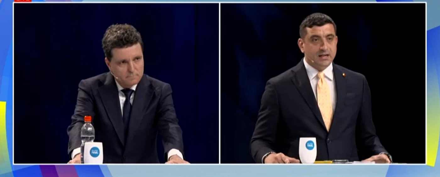 Nicușor Dan și George Simion Foto: Captură video dezbatere Euronews