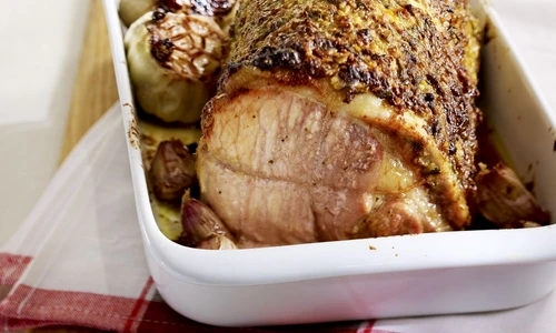 Roast pork with mustard crust,potatoes jpeg