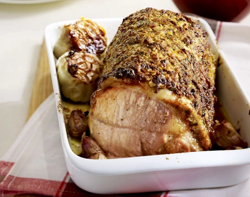 Roast pork with mustard crust,potatoes jpeg