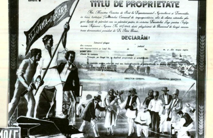 Titlu de proprietate a pământului, dat cu ocazia reformei agrare din 1945 FOTO http://fototeca.iiccr.ro/
