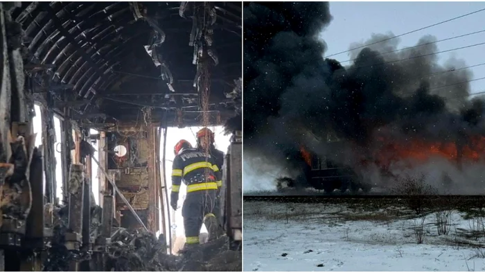 Trenul care a luat foc Foto: Antena3 CNN