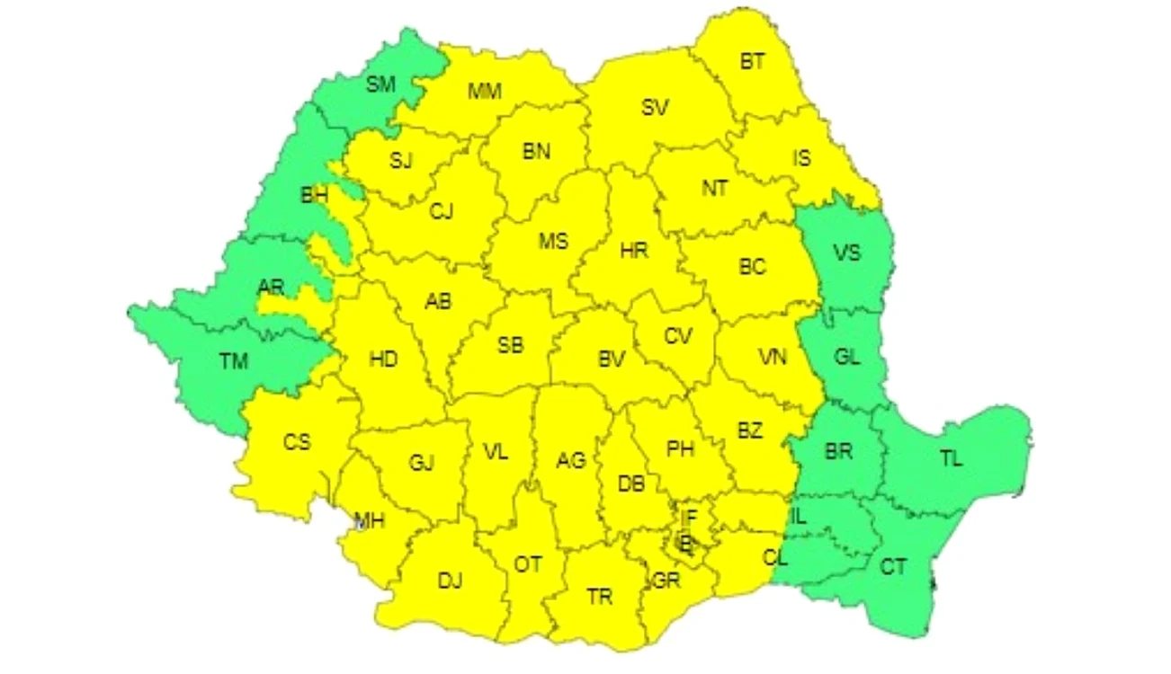 Județele afectate miercuri, 3 iulie, de instabilitatea atmosferică.
