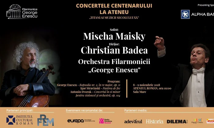 Mischa Maisky și Christian Badea, doi artiști excepționali în «Concertele Centenarului la Ateneul Român» jpeg