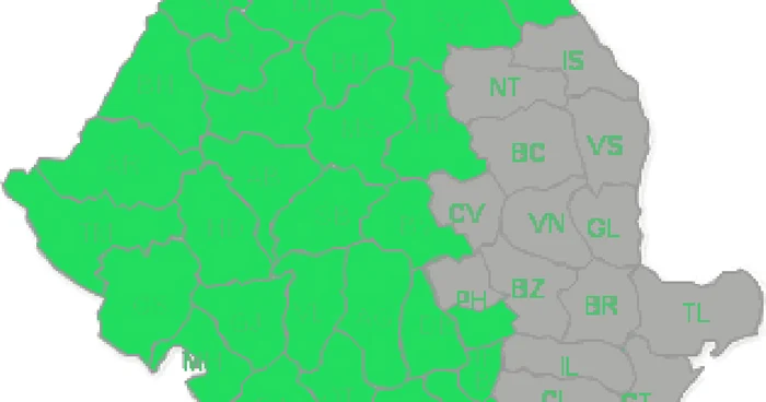 Avertizarea este valabilă până duminică dimineața la ora 8.00