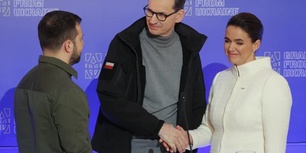 Presedinta Ungariei, Volodimir Zelenski si premierul Poloniei FOTO EPA EFE jpg