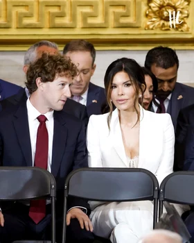 Lauren Sánchez l-a vrăjit pe șeful Facebook, Mark Zuckerberg, la învestirea lui Trump cu corsetul de 1800 de dolari foto: ProfiMedia 