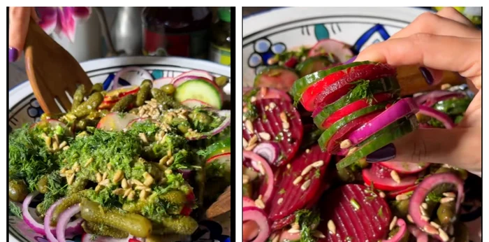 Salată cu sfeclă, ridichi și castraveți / FOTO: Colaj foto TikTok