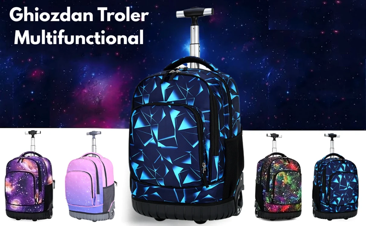 Ghiozdane troller Giftry 2 în 1 pentru școală și călătorii, inclusiv în vacanță